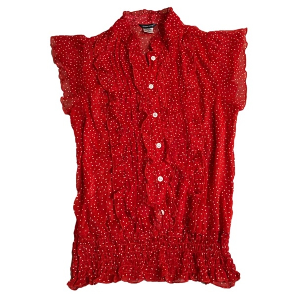 MAURICES Red Ruffle Button Blouse